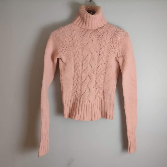 Vintage Pink Wool Sweater, 100% Pure Lambswool Turtleneck Sweater - Picture 3 of 7